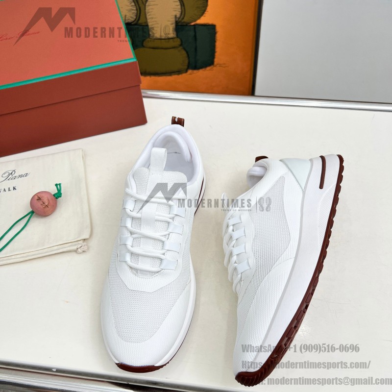 Loro Piana FAM1718-1000 weiße Ledersneaker Loro Piana FAM1718-1000 weiße Sneaker Vorderansicht mit roten Details