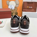 Loro Piana FAM1718-F6II Beige Leather Sneakers Loro Piana FAM1718-F6II Beige Sneakers Front View with Brown Detailing