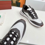 Loro Piana FAM1718-F6II Beige Leather Sneakers Loro Piana FAM1718-F6II Beige Sneakers Front View with Brown Detailing