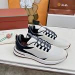 Loro Piana FAM1718-F6II Beige Leather Sneakers Loro Piana FAM1718-F6II Beige Sneakers Front View with Brown Detailing