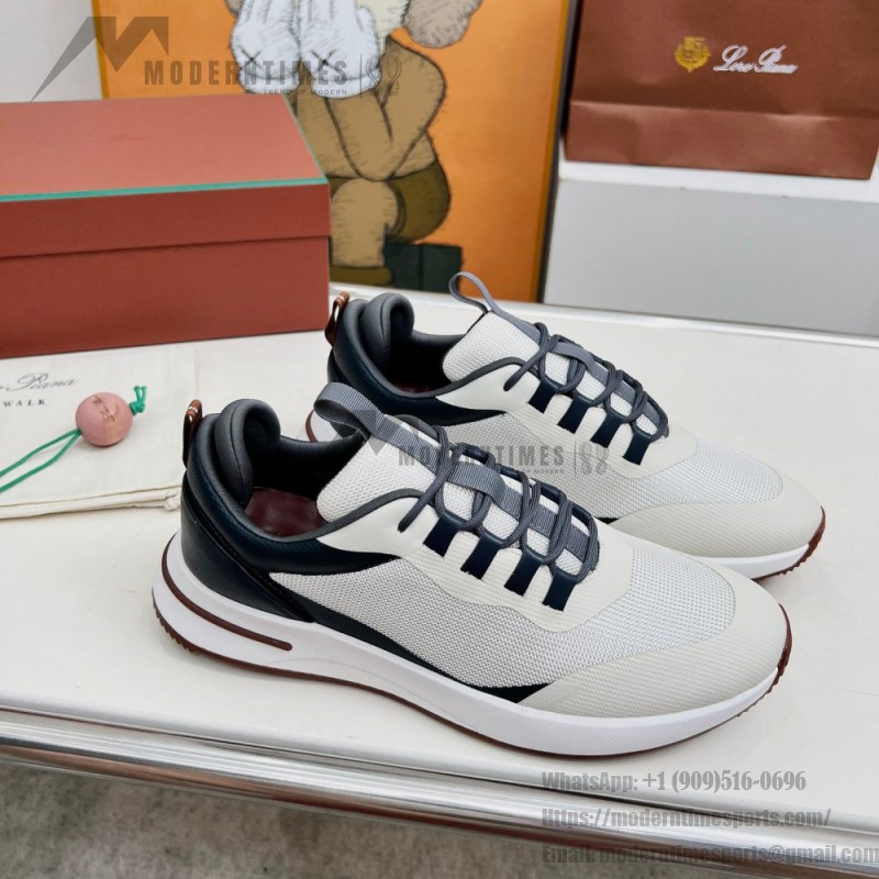 Loro Piana FAM1718-F6II Beige Leather Sneakers Loro Piana FAM1718-F6II Beige Sneakers Front View with Brown Detailing