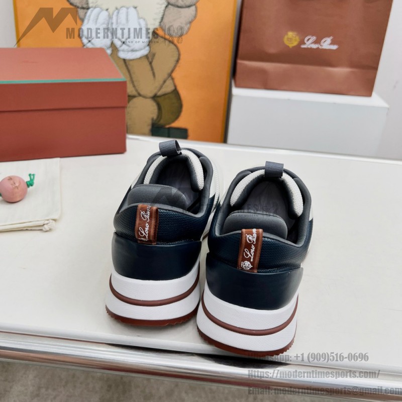 Loro Piana FAM1718-F6II Beige Leather Sneakers Loro Piana FAM1718-F6II Beige Sneakers Front View with Brown Detailing