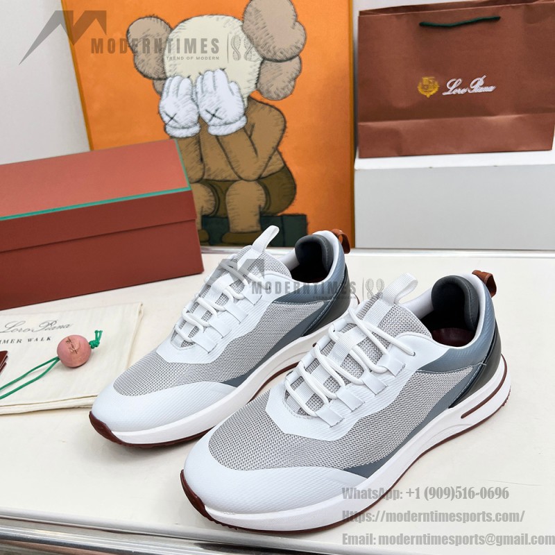 Loro Piana FAM1718-1000 weiße Ledersneaker Loro Piana FAM1718-1000 weiße Sneaker Vorderansicht mit roten Details
