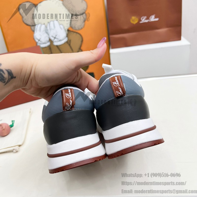 Loro Piana FAM1718-1000 weiße Ledersneaker Loro Piana FAM1718-1000 weiße Sneaker Vorderansicht mit roten Details