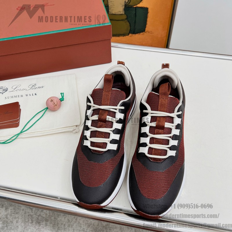 Loro Piana FAM1718-F6T5 olive grüne Ledersneaker Loro Piana FAM1718-F6T5 olive grüne Sneaker Vorderansicht mit braunen Details