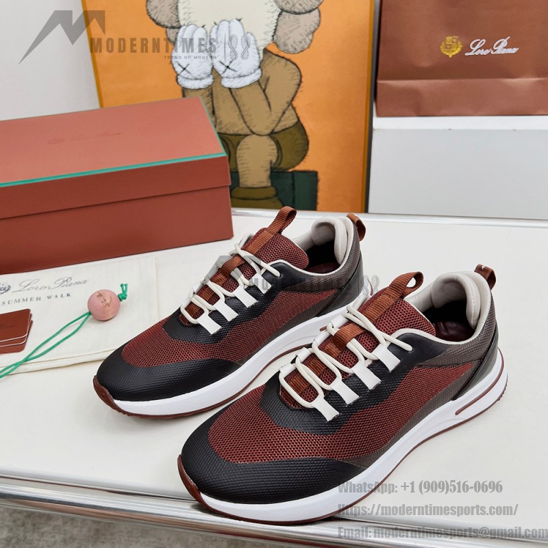 Loro Piana FAM1718-F6T5 olive grüne Ledersneaker Loro Piana FAM1718-F6T5 olive grüne Sneaker Vorderansicht mit braunen Details