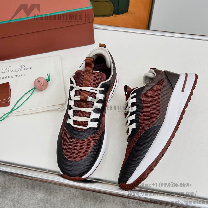Loro Piana FAM1718-F6T5 olive grüne Ledersneaker Loro Piana FAM1718-F6T5 olive grüne Sneaker Vorderansicht mit braunen Details