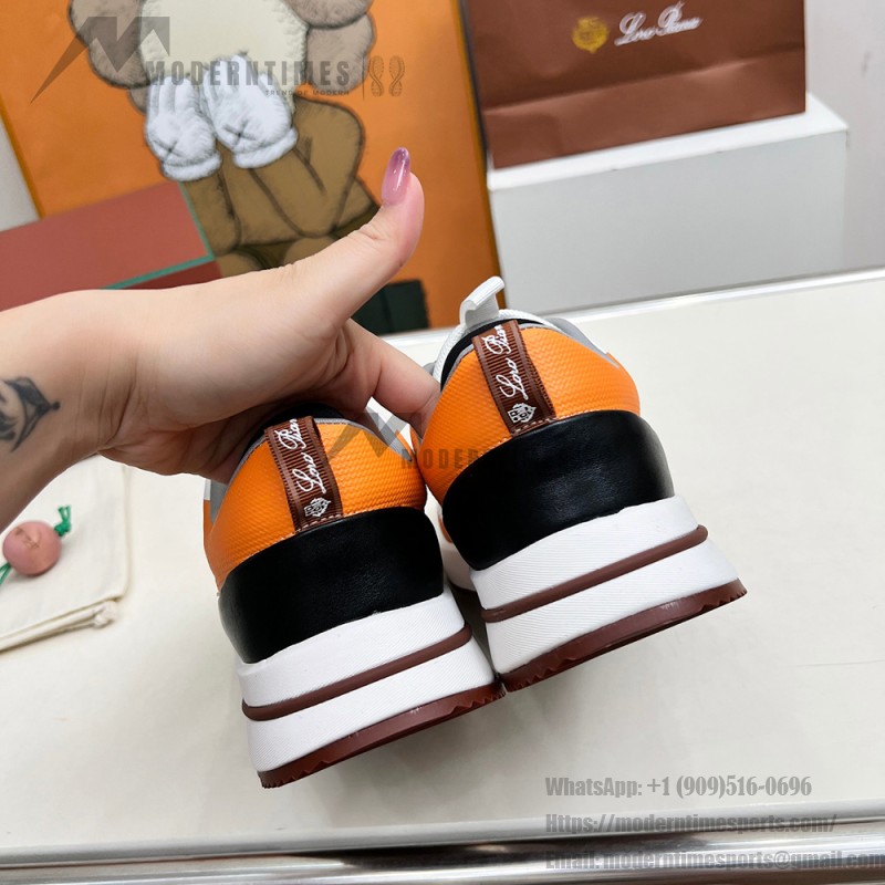 Loro Piana FAM1718-1000 weiße Ledersneaker Loro Piana FAM1718-1000 weiße Sneaker Vorderansicht mit roten Details