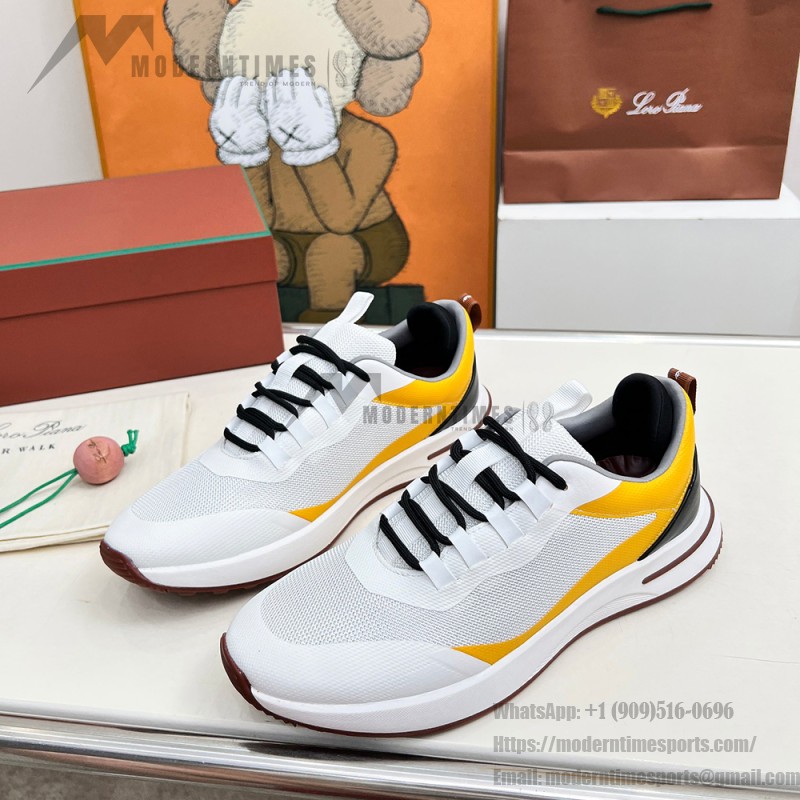 Loro Piana FAM1718-1000 weiße Ledersneaker Loro Piana FAM1718-1000 weiße Sneaker Vorderansicht mit roten Details