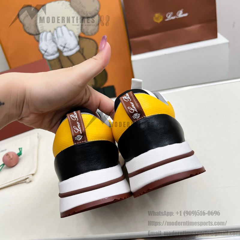 Loro Piana FAM1718-1000 weiße Ledersneaker Loro Piana FAM1718-1000 weiße Sneaker Vorderansicht mit roten Details