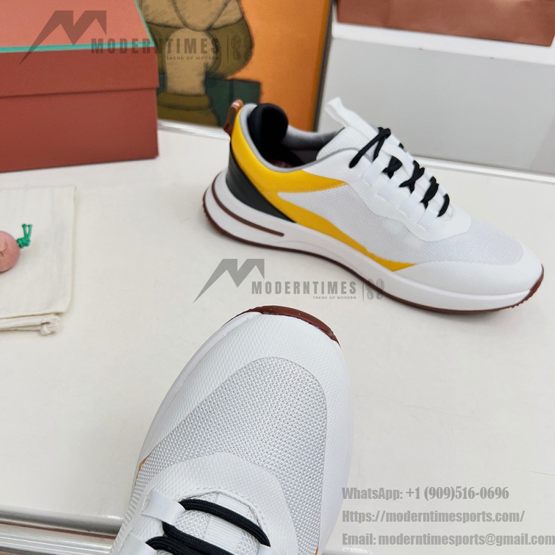 Loro Piana FAM1718-1000 weiße Ledersneaker Loro Piana FAM1718-1000 weiße Sneaker Vorderansicht mit roten Details