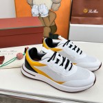 Loro Piana FAM1718-1000 weiße Ledersneaker Loro Piana FAM1718-1000 weiße Sneaker Vorderansicht mit roten Details