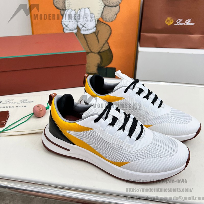Loro Piana FAM1718-1000 weiße Ledersneaker Loro Piana FAM1718-1000 weiße Sneaker Vorderansicht mit roten Details