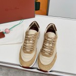 Loro Piana Week End Walk Sneker FAP9780-H785 Beige Leather Sneakers Front View