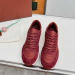 Loro Piana Week End Walk Sneker FAP9780-P0B2 Sanguine Pencil Suede Sneakers Front View