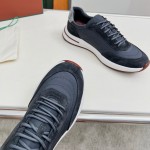 Loro Piana Week End Walk Sneaker FAP9780-W000 Navy Blue Suede Sneakers Loro Piana Week End Walk Sneaker FAP9780-W000 Navy Blue Suede Sneakers Front View