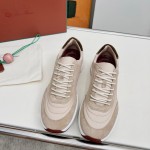 Loro Piana Week End Walk Sneaker FAP9780-1000 Cream Suede Sneakers Loro Piana Week End Walk Sneaker FAP9780-1000 Cream Suede Sneakers Front View