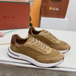 Loro Piana Week End Walk Sneker FAP9780-H785 Beige Leather Sneakers Front View