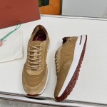 Loro Piana Week End Walk Sneker FAP9780-H785 Beige Leather Sneakers Front View