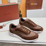 Loro Piana Week End Walk Sneker FAP9780-H0VL Brown Leather Sneakers Loro Piana Week End Walk Sneker FAP9780-H0VL Brown Leather Sneakers Front View