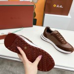 Loro Piana Week End Walk Sneker FAP9780-H0VL Brown Leather Sneakers Loro Piana Week End Walk Sneker FAP9780-H0VL Brown Leather Sneakers Front View