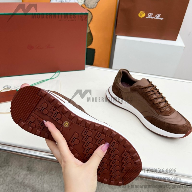 Loro Piana Week End Walk Sneker FAP9780-H0VL Brown Leather Sneakers Loro Piana Week End Walk Sneker FAP9780-H0VL Brown Leather Sneakers Front View