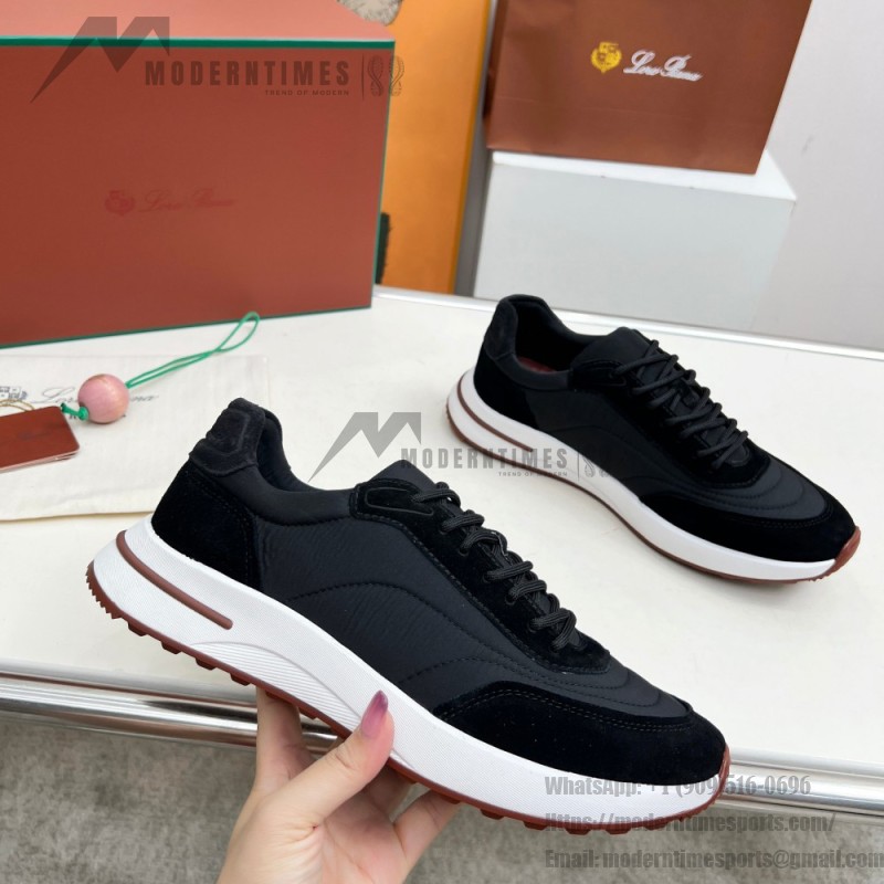 Loro Piana Week End Walk Sneaker FAP9780-8000 Black Leather Sneakers Loro Piana Week End Walk Sneaker FAP9780-8000 Black Leather Sneakers Front View