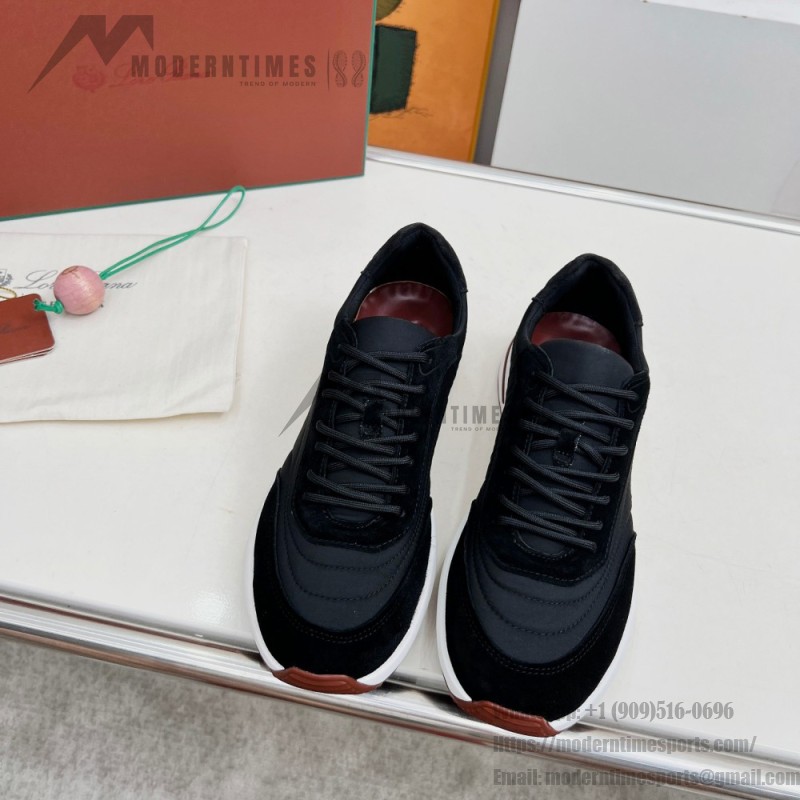 Loro Piana Week End Walk Sneaker FAP9780-8000 Black Leather Sneakers Loro Piana Week End Walk Sneaker FAP9780-8000 Black Leather Sneakers Front View