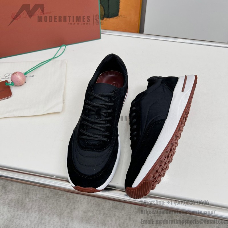 Loro Piana Week End Walk Sneaker FAP9780-8000 Black Leather Sneakers Loro Piana Week End Walk Sneaker FAP9780-8000 Black Leather Sneakers Front View