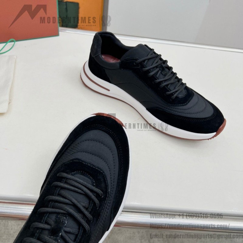 Loro Piana Week End Walk Sneaker FAP9780-8000 Black Leather Sneakers Loro Piana Week End Walk Sneaker FAP9780-8000 Black Leather Sneakers Front View