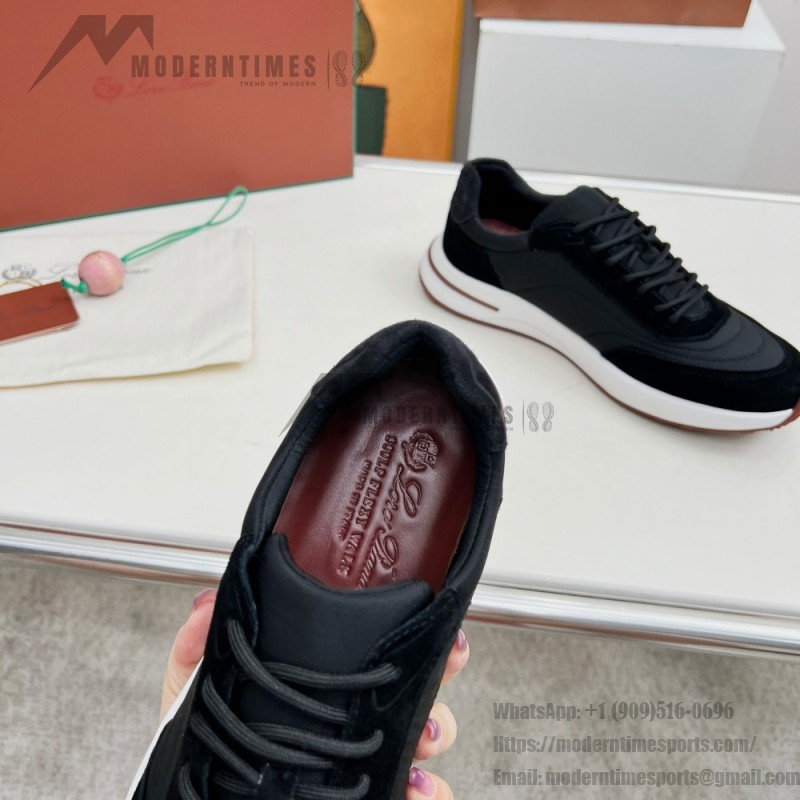 Loro Piana Week End Walk Sneaker FAP9780-8000 Black Leather Sneakers Loro Piana Week End Walk Sneaker FAP9780-8000 Black Leather Sneakers Front View