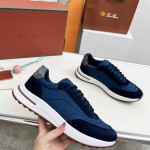 Loro Piana Week End Walk Sneaker FAP9780-W000 Navy Blue Suede Sneakers Loro Piana Week End Walk Sneaker FAP9780-W000 Navy Blue Suede Sneakers Front View