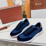 Loro Piana Week End Walk Sneaker FAP9780-W000 Navy Blue Suede Sneakers Loro Piana Week End Walk Sneaker FAP9780-W000 Navy Blue Suede Sneakers Front View