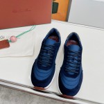 Loro Piana Week End Walk Sneaker FAP9780-W000 Navy Blue Suede Sneakers Loro Piana Week End Walk Sneaker FAP9780-W000 Navy Blue Suede Sneakers Front View