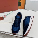 Loro Piana Week End Walk Sneaker FAP9780-W000 Navy Blue Suede Sneakers Loro Piana Week End Walk Sneaker FAP9780-W000 Navy Blue Suede Sneakers Front View