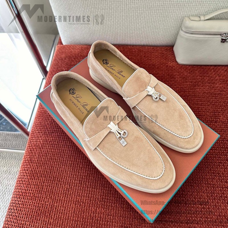 Loro Piana Women's Summer Charms Walk Loafer FAL5899-30D3 Pink Leather Loafers Loro Piana Women's Summer Charms Walk Loafer FAL5899-30D3 Front View Pink Leather Loafers