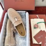 Loro Piana Women's Summer Charms Walk Loafer FAL5899-30D3 Pink Leather Loafers Loro Piana Women's Summer Charms Walk Loafer FAL5899-30D3 Front View Pink Leather Loafers