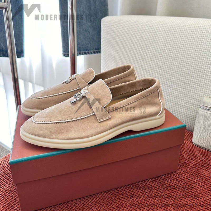 Loro Piana Women's Summer Charms Walk Loafer FAL5899-30D3 Pink Leather Loafers Loro Piana Women's Summer Charms Walk Loafer FAL5899-30D3 Front View Pink Leather Loafers