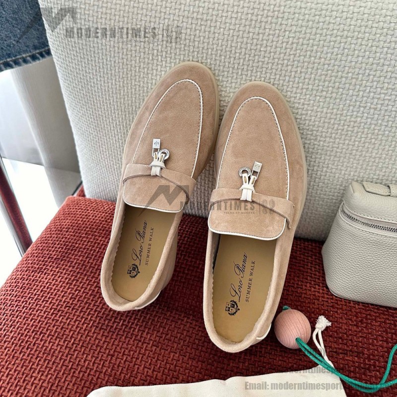 Loro Piana Women's Summer Charms Walk Loafer FAL5899-30D3 Pink Leather Loafers Loro Piana Women's Summer Charms Walk Loafer FAL5899-30D3 Front View Pink Leather Loafers