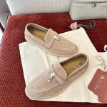 Loro Piana Women's Summer Charms Walk Loafer FAL5899-30D3 Pink Leather Loafers Loro Piana Women's Summer Charms Walk Loafer FAL5899-30D3 Front View Pink Leather Loafers