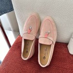 Loro Piana Women's Summer Charms Walk Loafer FAL5899-30D3 Pink Leather Loafers Loro Piana Women's Summer Charms Walk Loafer FAL5899-30D3 Front View Pink Leather Loafers