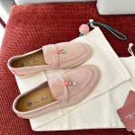Loro Piana Women's Summer Charms Walk Loafer FAL5899-30D3 Pink Leather Loafers Loro Piana Women's Summer Charms Walk Loafer FAL5899-30D3 Front View Pink Leather Loafers