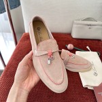 Loro Piana Women's Summer Charms Walk Loafer FAL5899-30D3 Pink Leather Loafers Loro Piana Women's Summer Charms Walk Loafer FAL5899-30D3 Front View Pink Leather Loafers