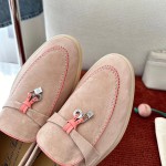 Loro Piana Women's Summer Charms Walk Loafer FAL5899-30D3 Pink Leather Loafers Loro Piana Women's Summer Charms Walk Loafer FAL5899-30D3 Front View Pink Leather Loafers