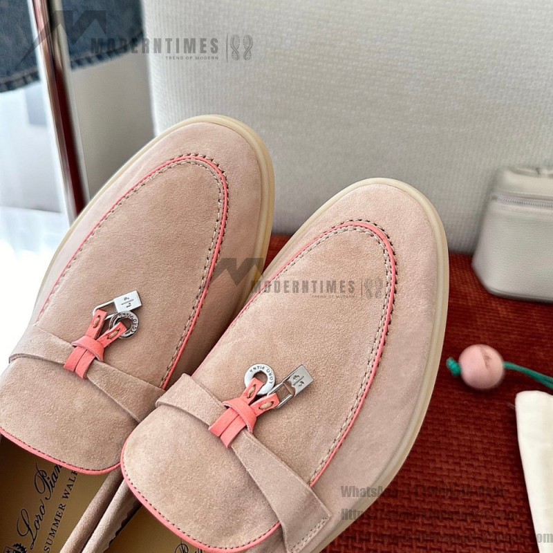 Loro Piana Women's Summer Charms Walk Loafer FAL5899-30D3 Pink Leather Loafers Loro Piana Women's Summer Charms Walk Loafer FAL5899-30D3 Front View Pink Leather Loafers