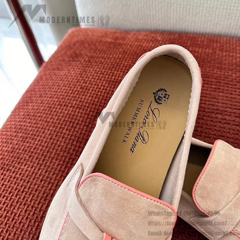 Loro Piana Women's Summer Charms Walk Loafer FAL5899-30D3 Pink Leather Loafers Loro Piana Women's Summer Charms Walk Loafer FAL5899-30D3 Front View Pink Leather Loafers