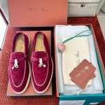 Loro Piana Women's Summer Charms Walk Loafer FAL5899-Q07N Front View Azuki Beans Leather Loafers