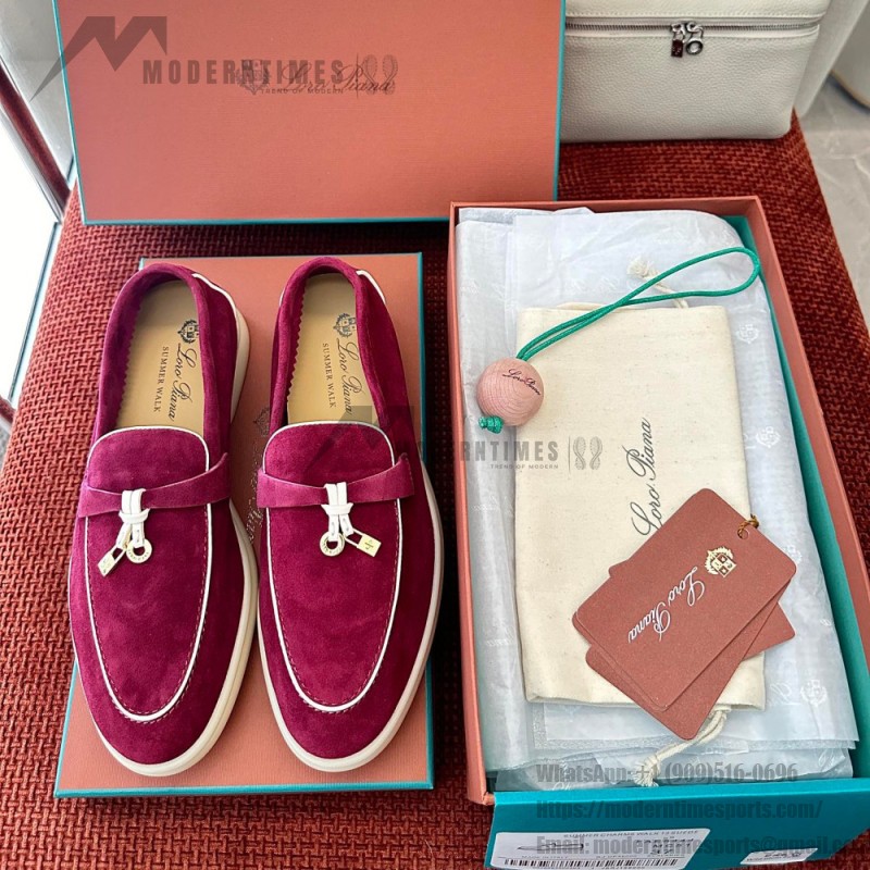 Loro Piana Women's Summer Charms Walk Loafer FAL5899-Q07N Front View Azuki Beans Leather Loafers