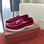 Loro Piana Women's Summer Charms Walk Loafer FAL5899-Q07N Front View Azuki Beans Leather Loafers