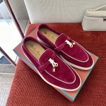 Loro Piana Women's Summer Charms Walk Loafer FAL5899-Q07N Front View Azuki Beans Leather Loafers